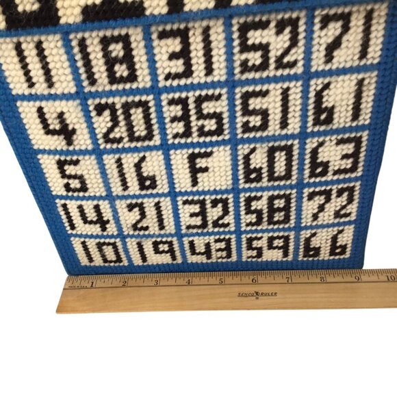 Vintage Needlepoint Bingo Game Bag Purse Tote Grannycore Double Side Grandma - Picture 11 of 14